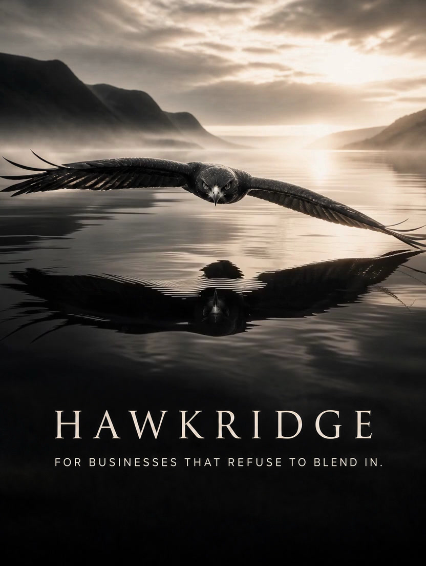 Black hawk gliding low over a mountain lake.